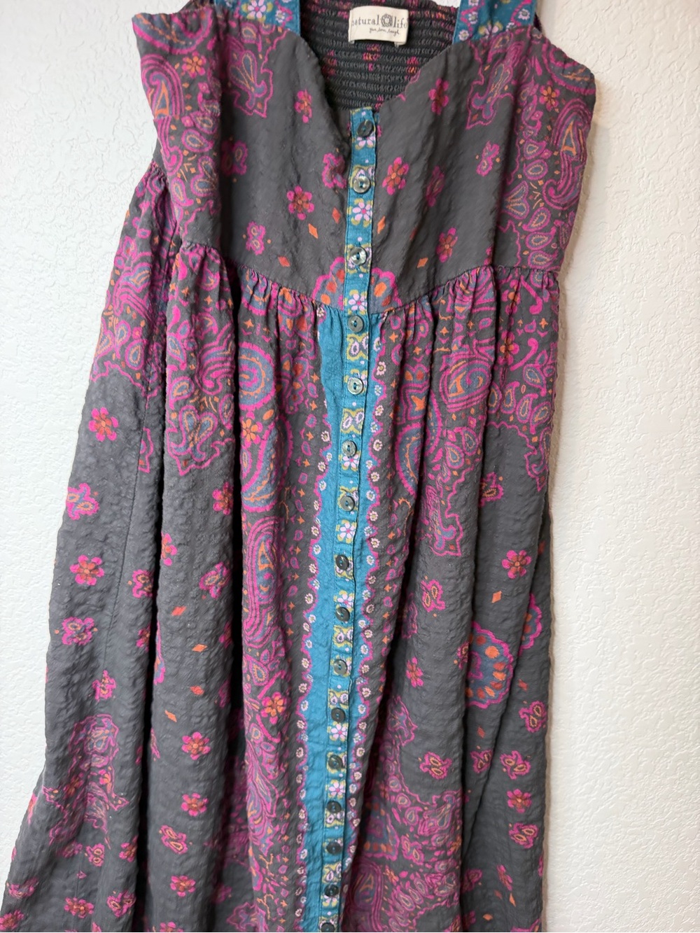 Natural Life Lucy Floral Maxi Dress Boho Brimfield Bandana Charcoal Small - Picture 3 of 10